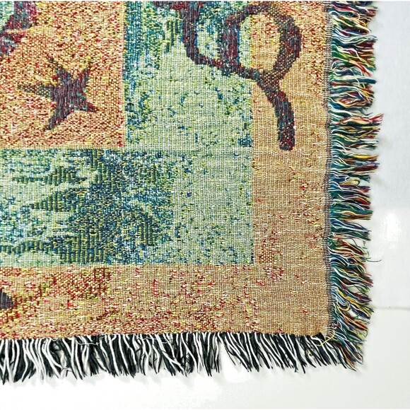 VTG Tapestry American Flag throw Lap Blanket Patriotic Fringed 70in x 50in - Picture 11 of 12